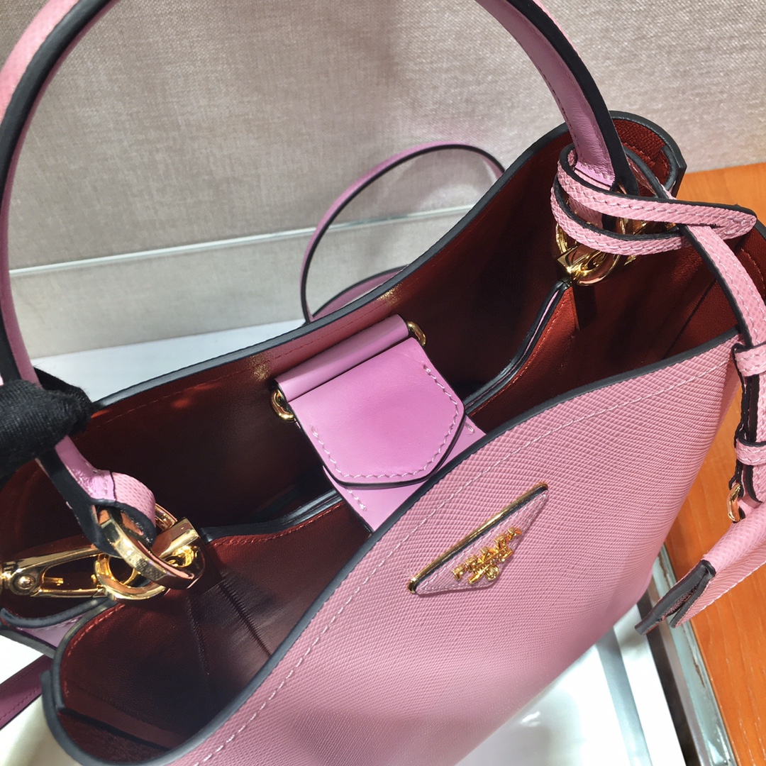 Prada Medium Panier Saffiano Leather Bag Pink 1BA212